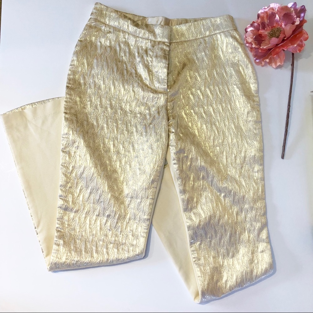 Naeem Khan vintage Gold Foil knit Legging Pants